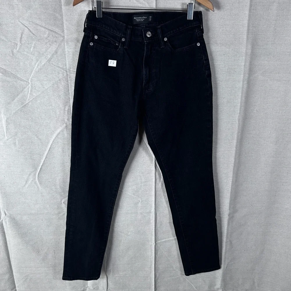 Abercrombie & Fitch Athletic Slim Signature Stretch Black Jeans Mens 30x32‎